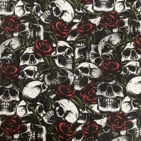 Tissu Skulls with roses