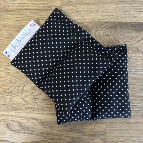 Bouillotte Chaufferettes de poche Les Mimines - Un Amour de Lin ® - Tissu PETITS POIS BLANCS Fond noir (2)