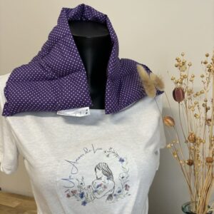 Bouillotte Le Chouchou - Un Amour de Lin ® - Tissu PETITS POIS BLANCS Fond violet