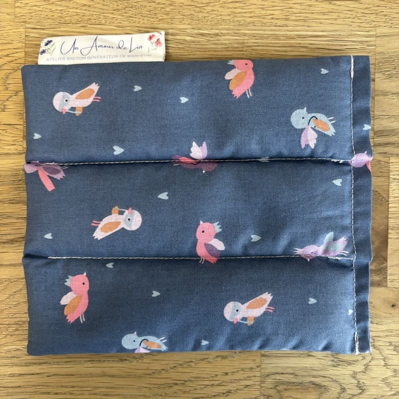 Bouillotte Le P'tit Bébo - Un Amour de Lin ® - Tissu PÉPILLE BLEU (1)