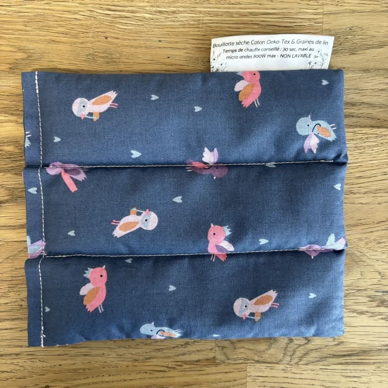 Bouillotte Le P'tit Bébo - Un Amour de Lin ® - Tissu PÉPILLE BLEU (2)
