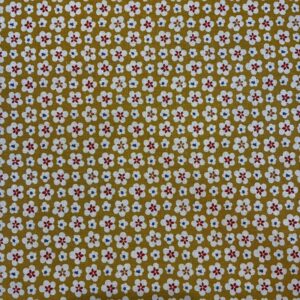 Tissu fond jaune, avec toutes petites fleurs blanches