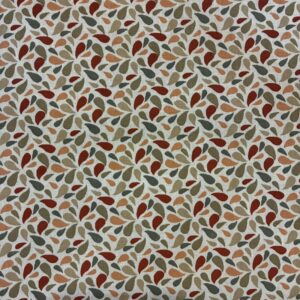 Tissu avec pétales kaki et bordeaux