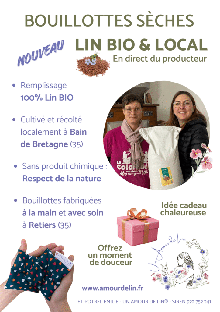 Affiche présentation des graines de lin Bio et photo avec le producteur