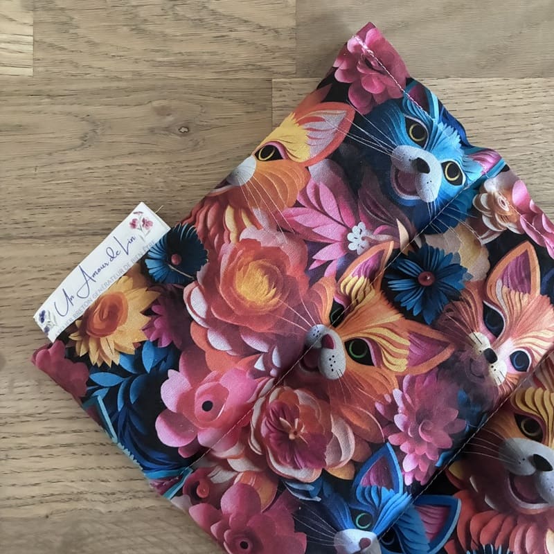Bouillotte sèche aux graines de lin - Modèle CHOUCHOU - Tissu CHAT Imprimé 3D - Un Amour de Lin® (3)