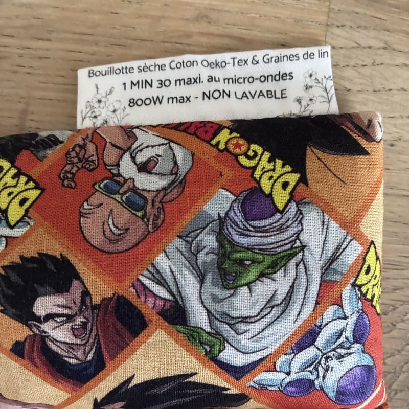 Bouillotte sèche aux graines de lin - Modèle CHOUCHOU - Tissu DRAGON BALL SUPER- Un Amour de Lin® (4)