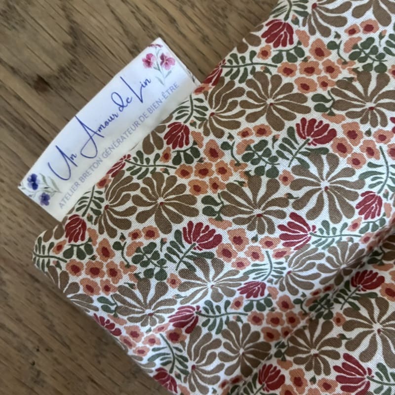 Bouillotte sèche aux graines de lin - Modèle MAXI - Tissu BOEZI Kaki - Un Amour de Lin® (2)