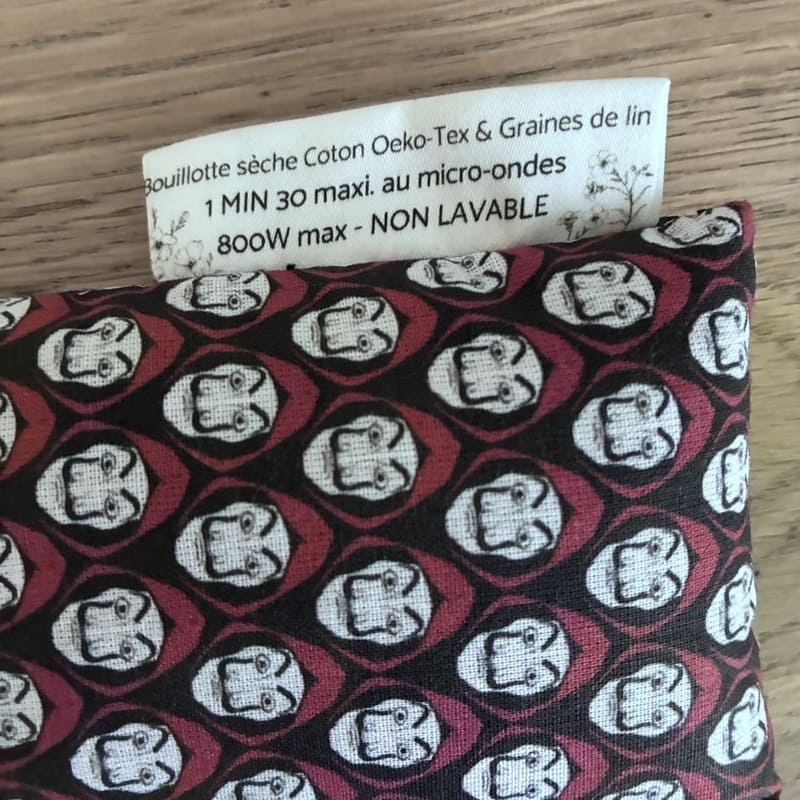 Bouillotte sèche aux graines de lin - Modèle MAXI - Tissu CASA DE PAPEL - Un Amour de Lin® (4)