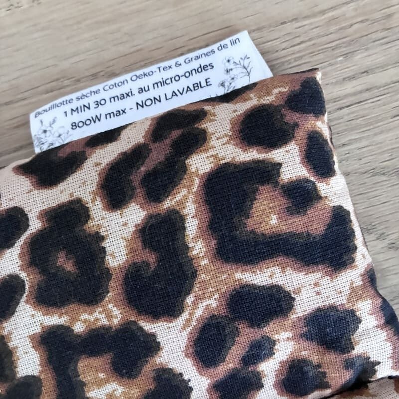 Bouillotte sèche aux graines de lin - Modèle MAXI - Tissu LEOPARD - Un Amour de Lin® (2)