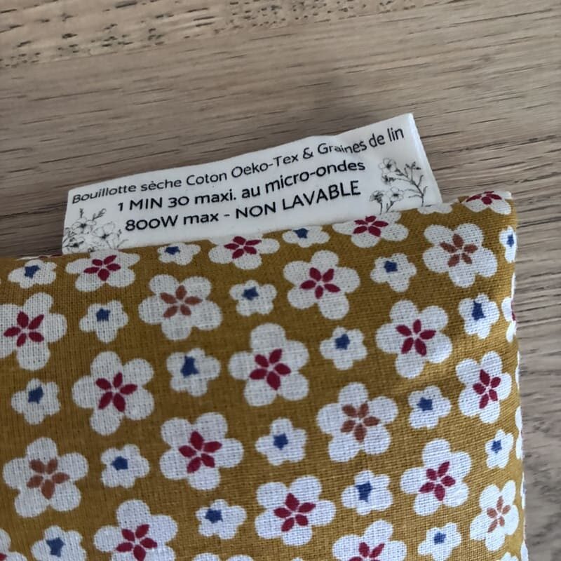 Bouillotte sèche aux graines de lin - Modèle MAXI - Tissu MAO Jaune - Un Amour de Lin® (2)