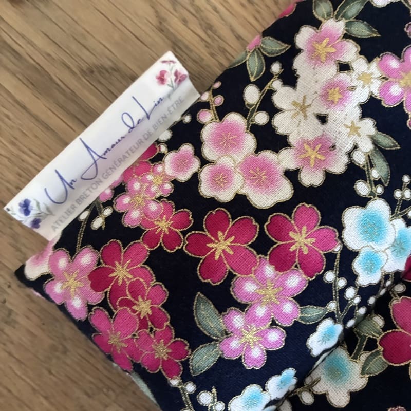 Bouillotte sèche aux graines de lin - Modèle MAXI - Tissu NAOMI Or et rose - Un Amour de Lin® (2)