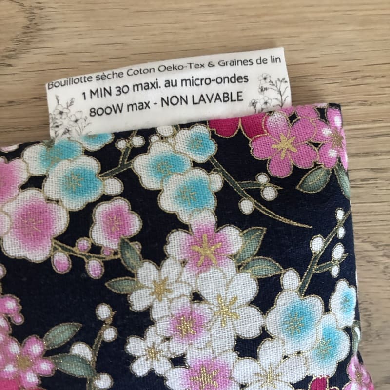 Bouillotte sèche aux graines de lin - Modèle MAXI - Tissu NAOMI Or et rose - Un Amour de Lin® (4)