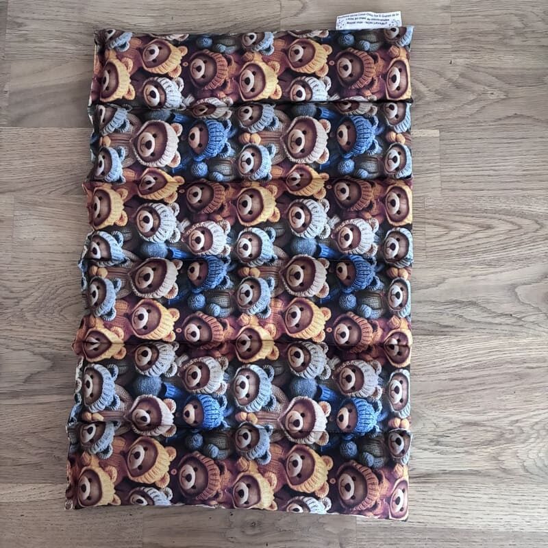 Bouillotte sèche aux graines de lin - Modèle MAXI - Tissu OURSON Imprimé 3D - Un Amour de Lin® (1)