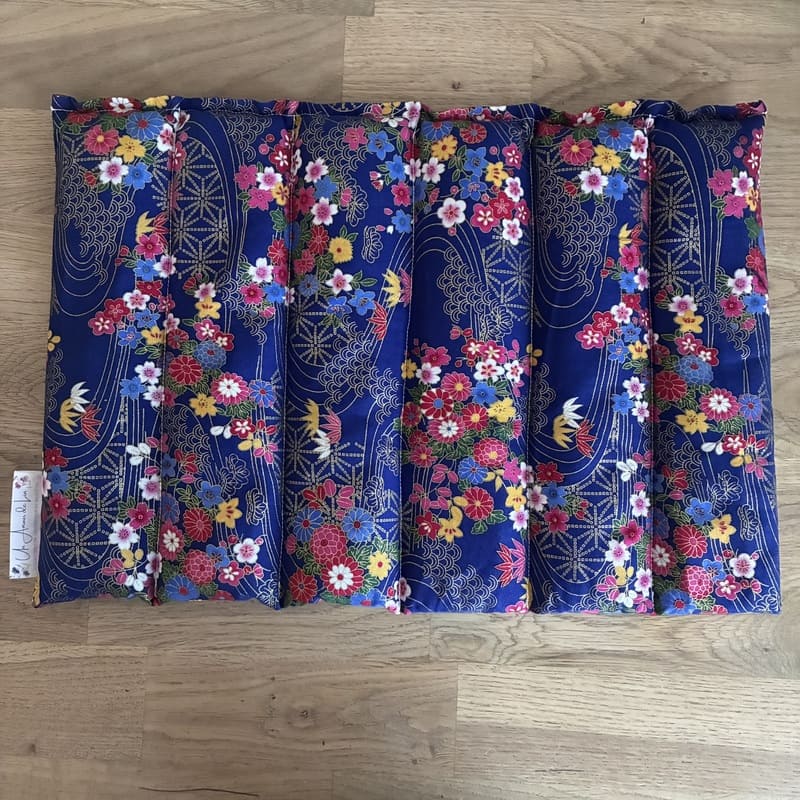 Bouillotte sèche aux graines de lin - Modèle MAXI - Tissu RIZIERE Or et bleu - Un Amour de Lin®