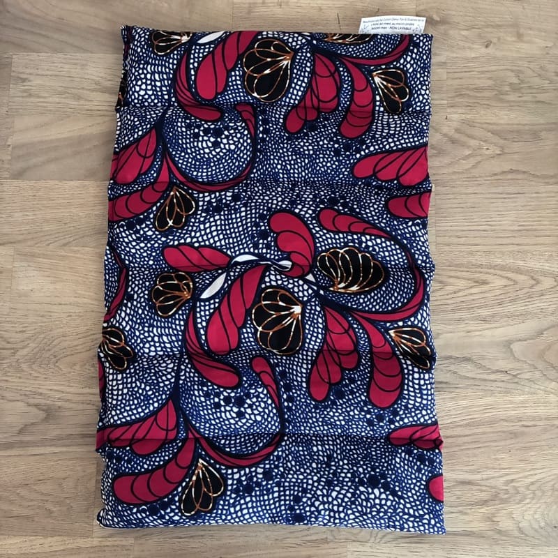 Bouillotte sèche aux graines de lin - Modèle MAXI - Tissu WAX Rouge et bleu - Un Amour de Lin® (3)