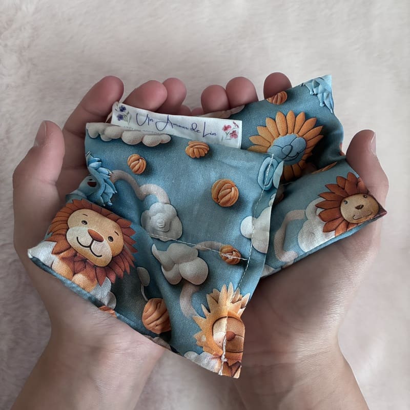 Chaufferettes graines de lin - Modèle Les Mimines - Tissu LION Impression 3D - Un Amour de Lin®