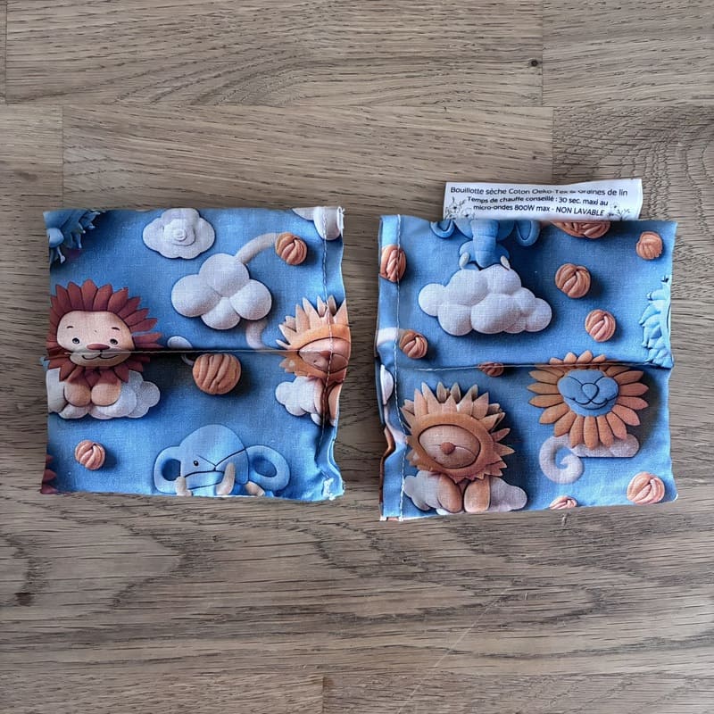 Chaufferettes graines de lin - Modèle Les Mimines - Tissu LION Impression 3D - Un Amour de Lin®