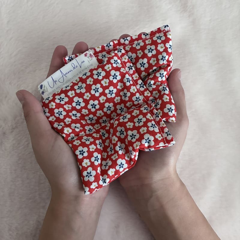 Chaufferettes de poche aux graines de lin - Modèle LES MIMINES - Tissu MAO Rouge - Un Amour de Lin®