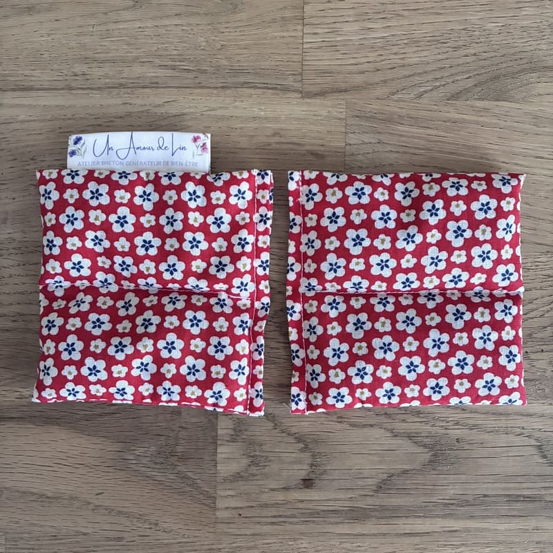 Chaufferettes de poche aux graines de lin - Modèle LES MIMINES - Tissu MAO Rouge - Un Amour de Lin® (2)