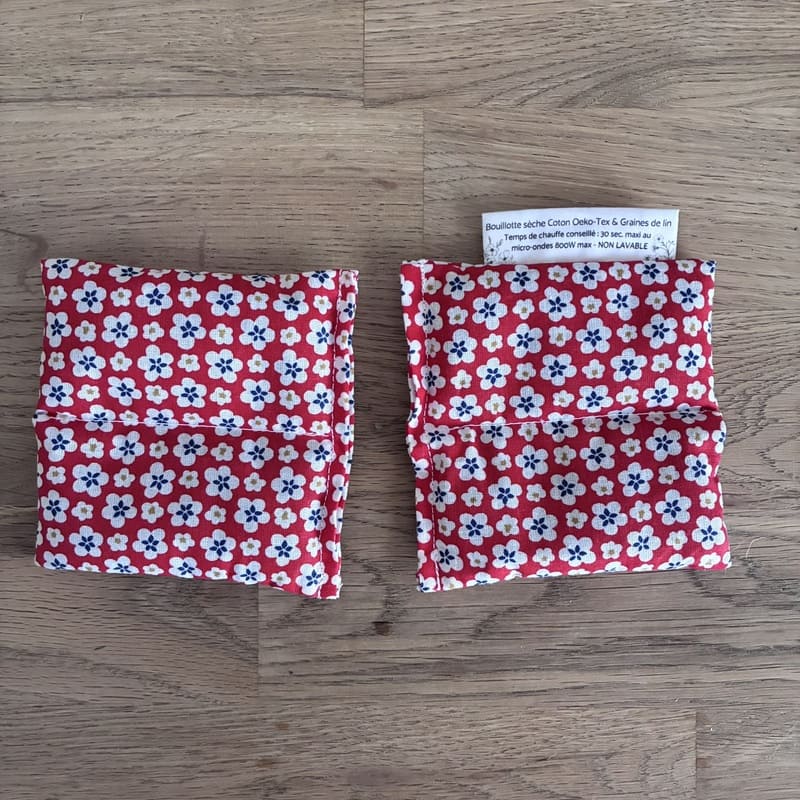 Chaufferettes de poche aux graines de lin - Modèle LES MIMINES - Tissu MAO Rouge - Un Amour de Lin® (3)